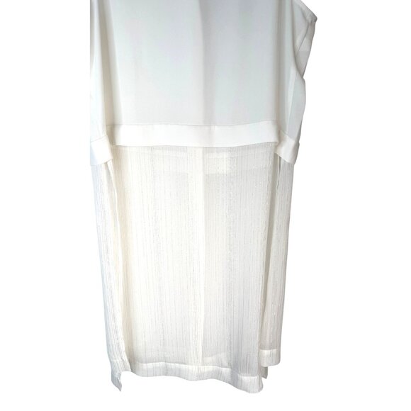 2/$30 Candies M White Sleeveless Button-Up Blouse With Sheer Detail - Picture 15 of 16